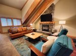 Living Room with Vaulted Ceilings and Gas Fireplace